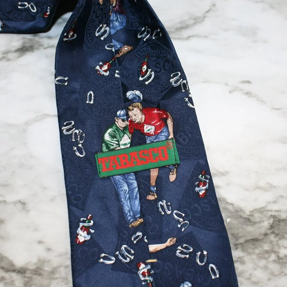 TABASCO Necktie Horseshoe Sports Colorful Blue Silk Necktie Summer Accessory